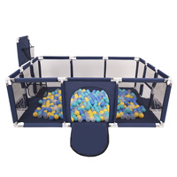 Laufstall Baby Großer Spielplatz mit Bällen Laufgitter für Kinder, Dunkelblau:türkis/blau/gelb/transparent, 200 Bällen