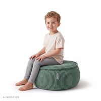 KiddyMoon Kinderpouf aus Schaumstoff mit abnehmbarem Bezug, grün, M