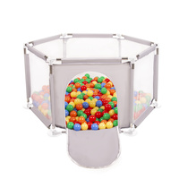 Sechseckiger Laufstall mit Bällen Laufgitter für Kinder, Grau:gelb/grün/blau/rot/orange, 400 Bälle