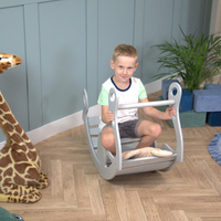 KiddyMoon Rocker Bogen Wippe aus Holz für Kinder, Kletterbogen Holz Wippe Babys Wippe, Holzbogen, Holzspielzeug Montessori Spielzeug, Modell WR-001, Grau, 90,6x39x69 cm