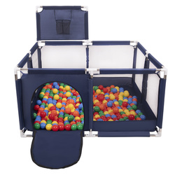 Laufstall mit Korb und Bällen Laufgitter für Kinder, Blau:grün/gelb/blau/rot/orange, 200 Bälle