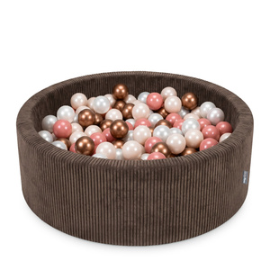 KiddyMoon Bällebad Für Kinder Aus Schaumstoff, 90 X 30 cm, Weicher Rippbezug, Abnehmbarer Bezug, Weiches Und Sicheres Spielzeug, Waschbar, Braun: Pastellbeige/Kupfer/Perle/Lachsfarbe, 90x30cm/200 Bälle