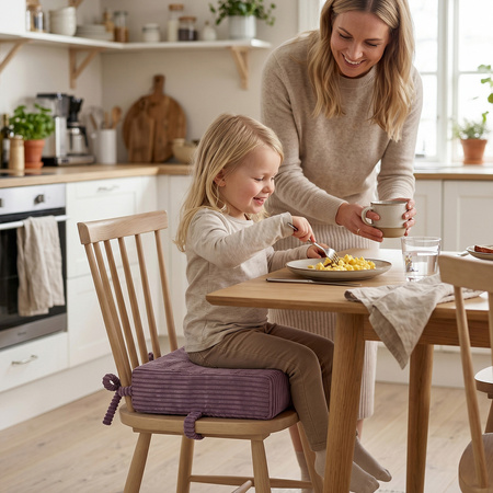KiddyMoon Sitzerhöhung Für Kinder, Sitzkissen Für Kinderstuhl Mit 10 Cm Höhe, Waschbarem Bezug Und Bindebändern, violett, 33x33x10