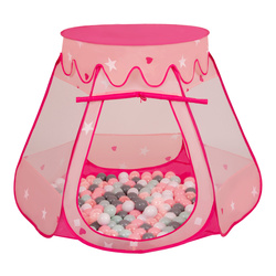 Baby Spielzelt Mit Plastikbällen Für Kinder Leicht Und Kompakt Ideal Für Drinnen Und Draußen Fördert Sensorische Integration Schneller Aufbau, pink:weiß-grau-mint-puderrosa, 100 Stück