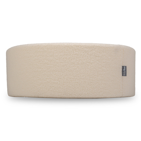 KiddyMoon Bällebad für Baby mit Teddy-Plüsch, Größere 7 cm Bälle für Eine Vollere Füllung, ab 8 Monaten, Abnehmbarer Bezug, Creme, 90 x 30 cm Ohne Bälle