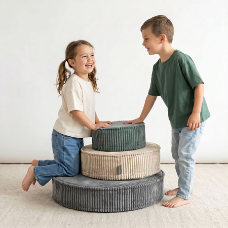 KiddyMoon 3-Teilige Schaumstoff Elements für Kinder Kinderzimmer-Accessoire, zielony-beżowy-ciemnoszary