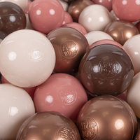 KiddyMoon Kinder Bälle für Bällebad Baby Spielbälle Plastikbälle ∅7cm Made in EU, braun/kupferrot/pastellbeige/lachsfarben, 100 Bälle/7cm