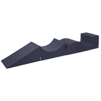 KiddyMoon Spielplatz aus Schaumstoff mit Quadrat Bällebad Bälle Hindernisläufen, dunkelblau:perle/grau/transparent/babyblue/minze, Bällebad (300 Bälle) + Version 5