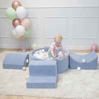 KiddyMoon Spielplatz Aus Schaumstoff Für Kinder mit Bälle Waschbare Bezug, ciemnoszary: pastelowy beż-biały-perła