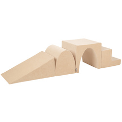 KiddyMoon Spielplatz VELVET aus Schaumstoff 4-teiliges Set Zwickel L/Hügel/Tunnel/Stüfchen, sandbeige, Multi-Größe