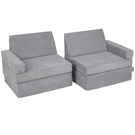 KiddyMoon Kindersofa aus Schaumstoff, Spielsofa für Kinder, Kindersessel, Sofa fürs Kinderzimmer, Kindercouch, Faltmatratze, dunkelgrau, Kindersofa