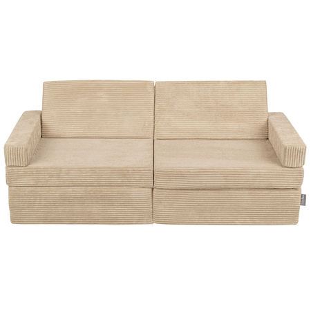 KiddyMoon Kindersofa aus Schaumstoff Spielsofa für Kinder Schlafsofa Kindersessel Sofa für Kinderzimmer Kindercouch Faltmatratze, beige, Kindersofa