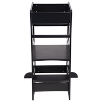 KiddyMoon Lernturm für Kinder ab 1 Jahr, Anti-Kipp-Schutz, 3-fach höhenverstellbar, Schutzbügel, Montessori Küchenhelfer, Schwarz, 91,5x39,3x49,4