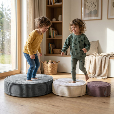 KiddyMoon 3-Teilige Schaumstoff Elements für Kinder Kinderzimmer-Accessoire, fioletowy-beżowy-ciemnoszary