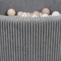 KiddyMoon Bällebad für Kinder aus Schaumstoff, weicher Rippbezug, abnehmbarer Bezug, waschbar, Dunkelgrau: Pastellbeige/Weiß/Perle, 90 x 30 cm 200 Bälle